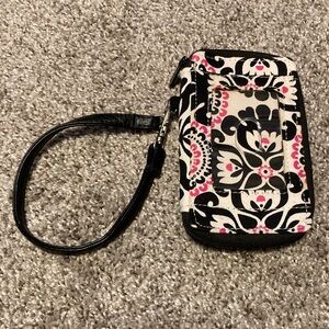 Thirtyone White, Black and Pink Floral Phone Wristlet Case wallet, NOS